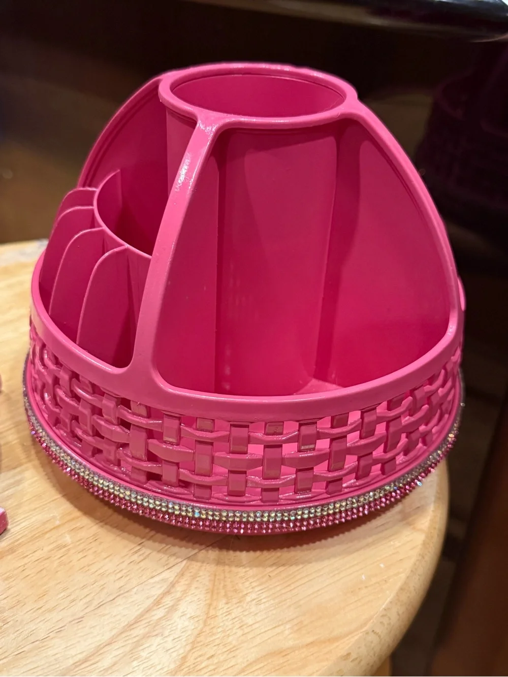 Pink Rotating Makeup Brush & Tool Organizer